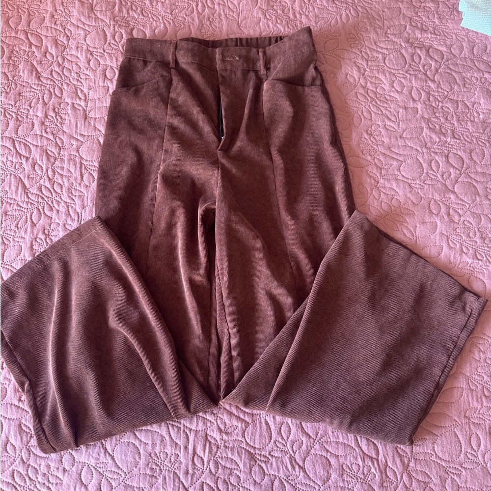 SHEIN Brown Wide-Leg Trousers